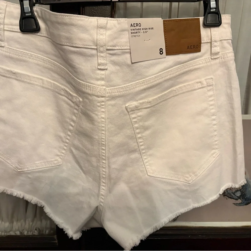 Aeropostale White Distressed High-Rise Jean Shorts